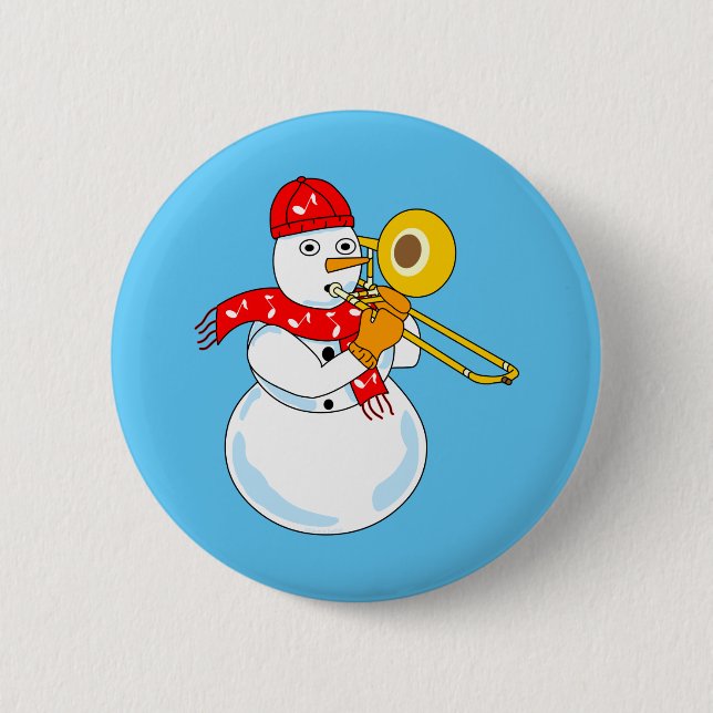 Bóton Redondo 5.08cm Trombone Snowman (Frente)