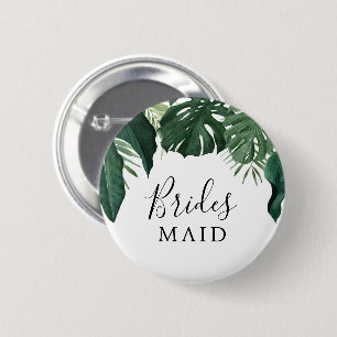 Bóton Redondo 5.08cm Tropical Monstera Bridal Party Button Bridesmaid