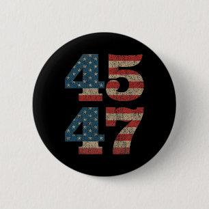 Bóton Redondo 5.08cm Trump 2024 45 47 Vintage American Flag Retro 4547