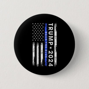 Bóton Redondo 5.08cm Trump 2024 Back The Blue Thin Blue Line American