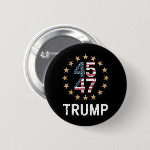 Bóton Redondo 5.08cm Trump 2024 Bandeira Retomar a América Trump 45 47 