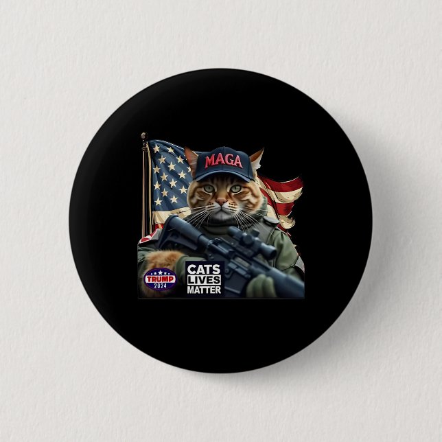 Bóton Redondo 5.08cm Trump 2024 Cats Lives Problem (Frente)