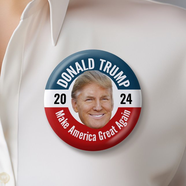 Bóton Redondo 5.08cm Trump 2024 com Design de cabeça flutuante (Trump 2024 Button)