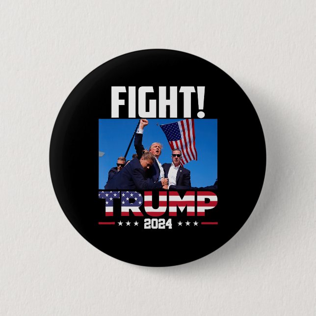 Bóton Redondo 5.08cm Trump 2024 Fight Fist Rally Trump Rally 2024 Ameri (Frente)