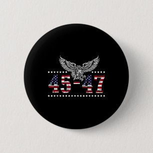 Bóton Redondo 5.08cm Trump 2024, Presidente 45 E 47, Bandeira Americana