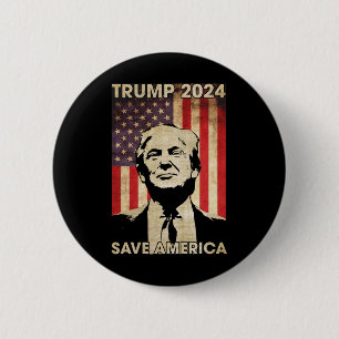 Bóton Redondo 5.08cm Trump 2024 Salve a América Flag Election Gif