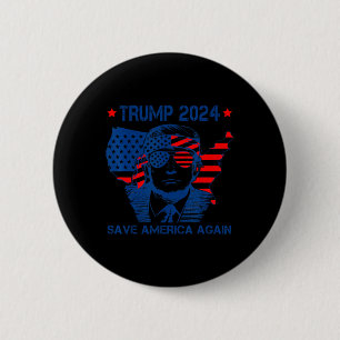 Bóton Redondo 5.08cm Trump 2024 Salve a América novamente bandeira amer