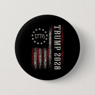 Bóton Redondo 5.08cm Trump 2028 Vote Donald Trump América Flag Vinta