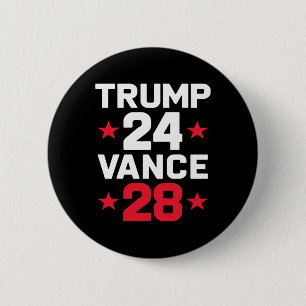 Bóton Redondo 5.08cm Trump 24 Vance 28 2025 Donald Trump J.d. Vance 202