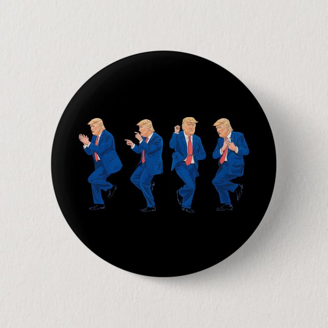 Bóton Redondo 5.08cm Trump 45 47 Funny Dance Dancing Presidente dos EUA (Frente)