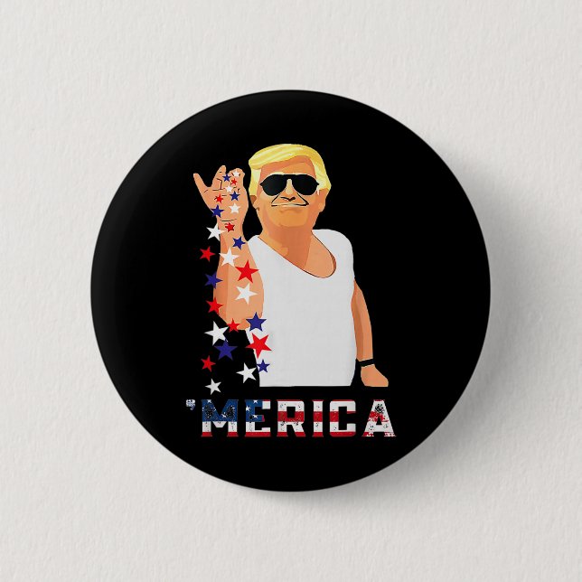 Bóton Redondo 5.08cm Trump 4 de Julho  (Frente)