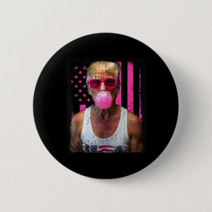 Bóton Redondo 5.08cm Trump Bubble Gum Pink Pulga Sinalizador Americano
