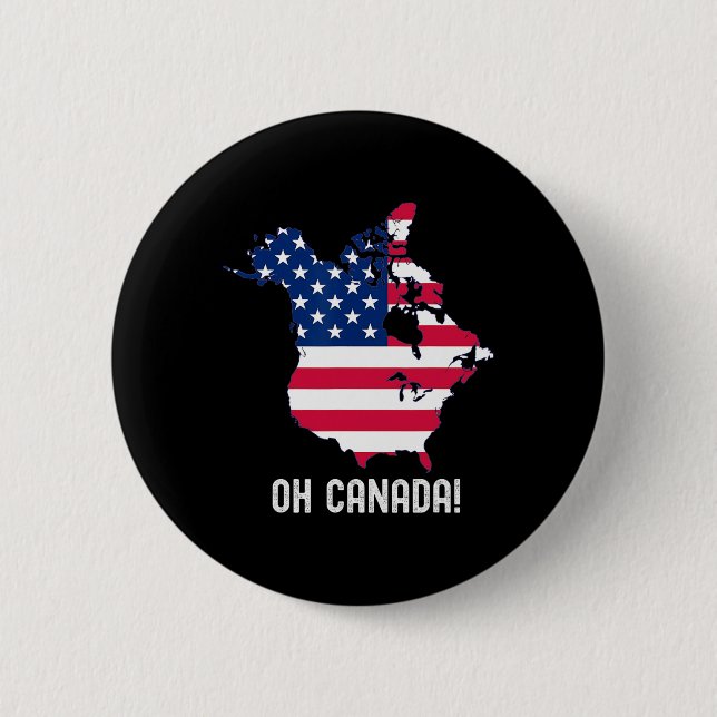 Bóton Redondo 5.08cm Trump Canadá EUA Mapa do 51º Estado Bandeira Ameri (Frente)