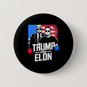 Bóton Redondo 5.08cm Trump E Elon 2024 Eleição Presidencial Americana