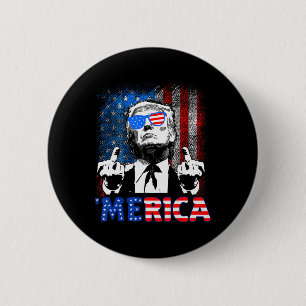 Bóton Redondo 5.08cm Trump engraçado 4 de julho Merica bandeira america