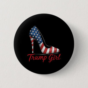 Bóton Redondo 5.08cm Trump Girl High Heel Stilettos, American Flag Trum