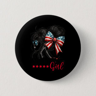 Bóton Redondo 5.08cm Trump Girl Messy Bun Sungles Trump 2024 Usa Flag