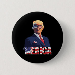Bóton Redondo 5.08cm Trump Happy 4 De Julho Trump American Flag 1