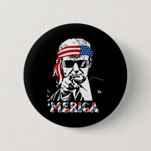 Bóton Redondo 5.08cm Trump Happy 4 De Julho Trump American Flag 1