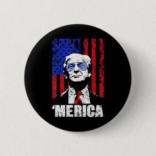 Bóton Redondo 5.08cm Trump Happy 4 De Julho Trump American Flag Gifs