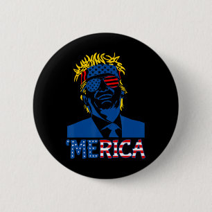 Bóton Redondo 5.08cm Trump Happy 4 De Julho Trump American Flag Gifs
