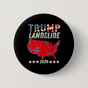 Bóton Redondo 5.08cm Trump Landslide 2024 Mapa Eleitoral de Suporte Tru