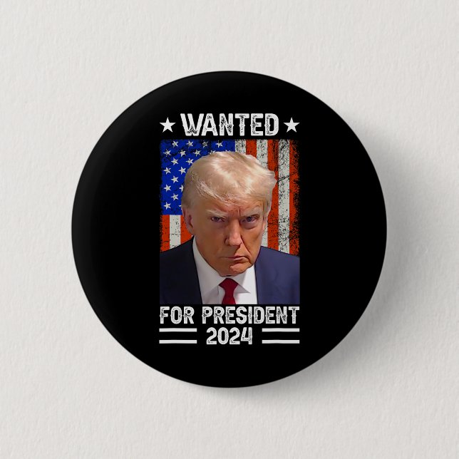Bóton Redondo 5.08cm Trump Mug Shot Desejado Para Os Eua. Presidente 20 (Frente)