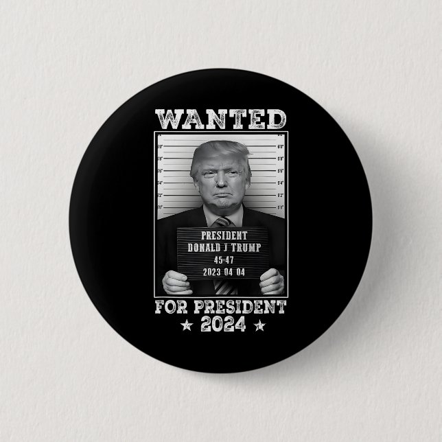 Bóton Redondo 5.08cm Trump Mug Shot Desejado Para Os Eua. Presidente 20 (Frente)
