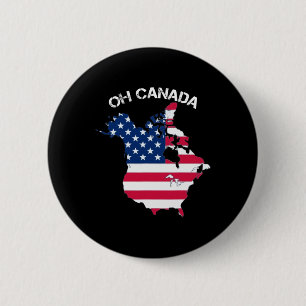 Bóton Redondo 5.08cm Trump no Canadá! Mapa da América do Norte com F Am