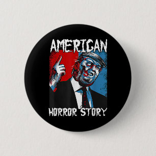 Bóton Redondo 5.08cm Trump Presidente Usa Flag Halloween Story Co