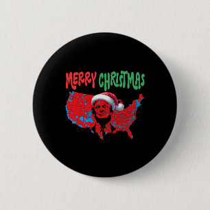 Bóton Redondo 5.08cm Trump Red Election Map Merry Christmas Trump Winne