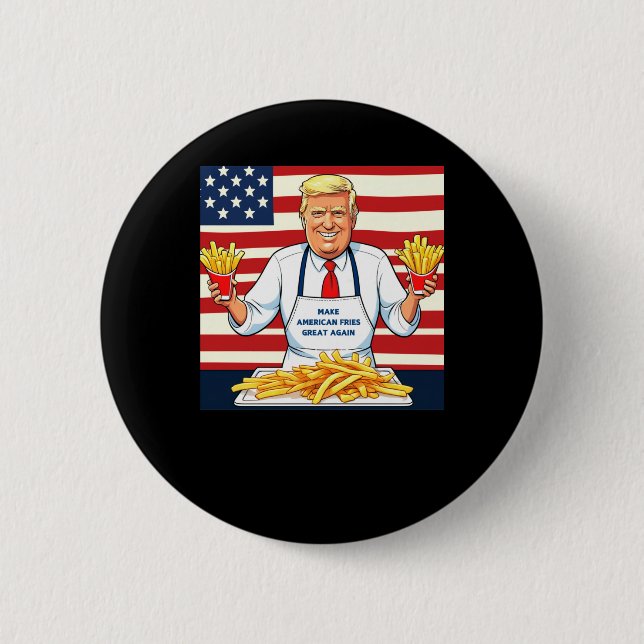 Bóton Redondo 5.08cm Trump Servindo Mcdonalds Fries (Frente)