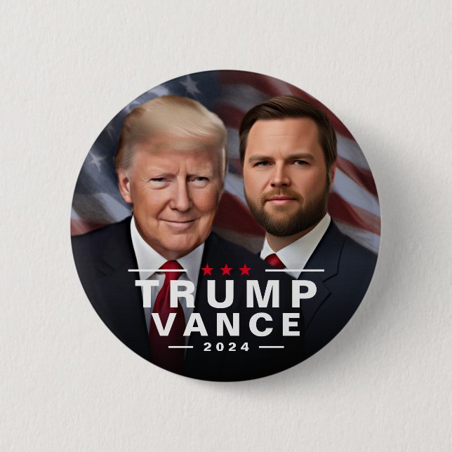 Bóton Redondo 5.08cm Trump Vance 2024 Presidente Republicano VP (Frente)