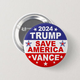 BÓTON REDONDO 5.08CM TRUMP VANCE 2024 SALVE AMÉRICA