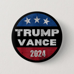 Bóton Redondo 5.08cm Trump Vance 2024 Vice-Presidente VP Eleição Retro