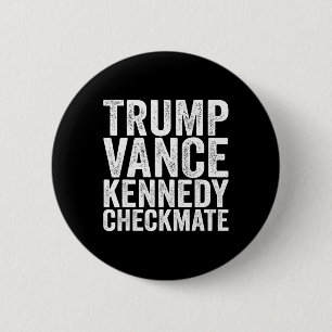 Bóton Redondo 5.08cm Trump Vance Kennedy Xeque-Mate 2025 Presidência Re