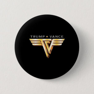 Bóton Redondo 5.08cm Trump Vance Tv Rocker Logotipo Dourado Vintage Tru