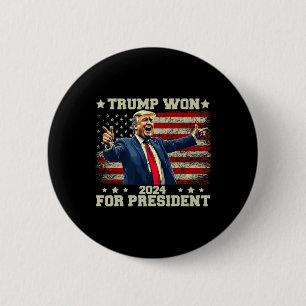 Bóton Redondo 5.08cm Trump Venceu Novamente Eleição 2025 Presidente 47º
