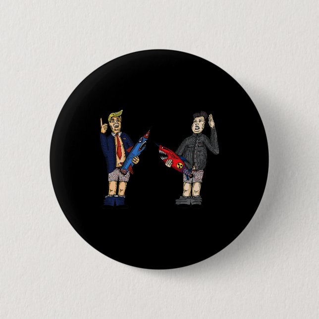 Bóton Redondo 5.08cm Trump Vs. Kim Jong-un 2020 Whose Rocket Is Bigger  (Frente)