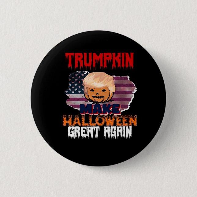Bóton Redondo 5.08cm Trumpkin Halloween Classic (Frente)