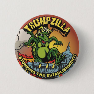 Bóton Redondo 5.08cm Trumpzilla! Godlizard Política Trump Pin Dinossaur