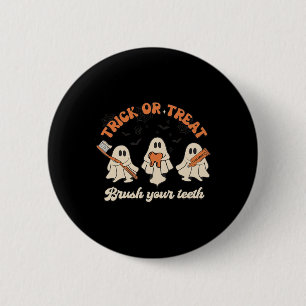 Bóton Redondo 5.08cm Truque Ou Tratar Escove Os Dentes Halloween Dental