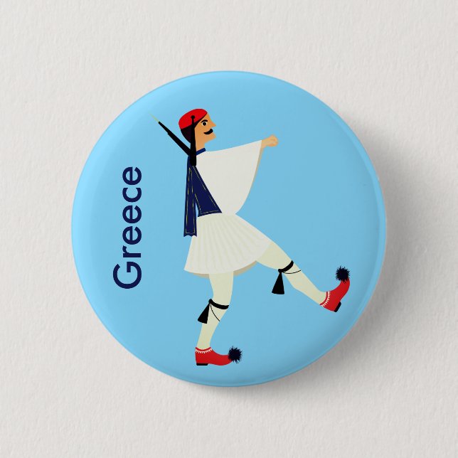 Bóton Redondo 5.08cm Tsolias (Evzonos) com souvenir de Grécia de fustan (Frente)