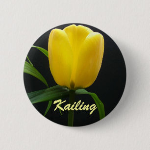 Bóton Redondo 5.08cm tulipa amarela solteiro