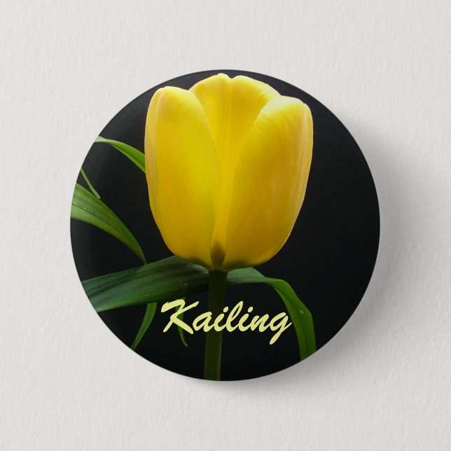Bóton Redondo 5.08cm tulipa amarela solteiro (Frente)
