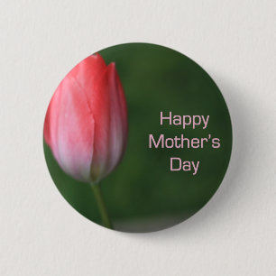Bóton Redondo 5.08cm tulipa vermelha, feliz dia das mães
