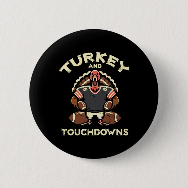 Bóton Redondo 5.08cm Turquia e touchdowns de futebol (Frente)