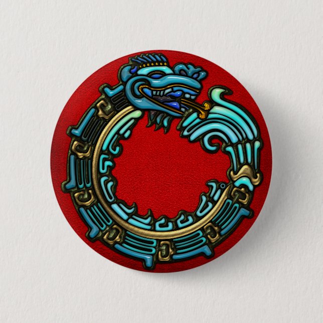 Bóton Redondo 5.08cm Turquoise Quetzalcoatl (Frente)