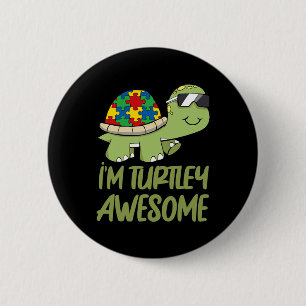 Bóton Redondo 5.08cm Turtle Incrível Autismo Quebra-cabeça