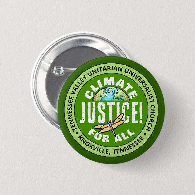 Bóton Redondo 5.08cm TVUUC Climate Justice! Para Todos (Frente & Verso)